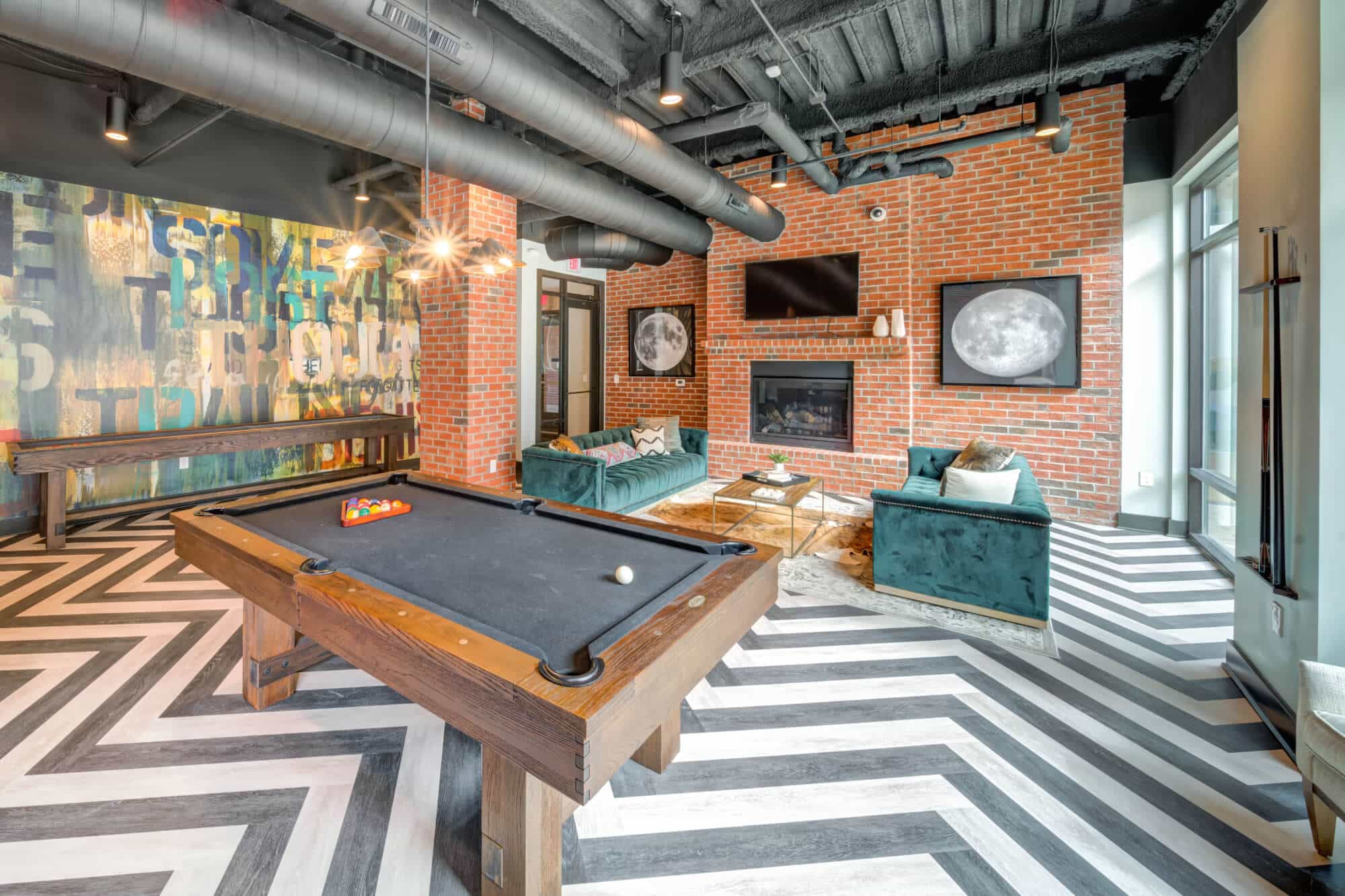 proximity at 10th 24 hour student clubhouse with billiard table